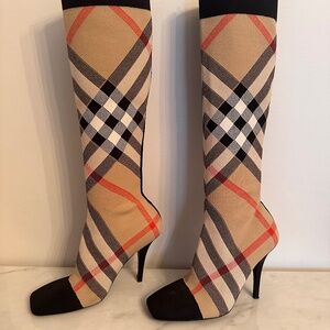 Burberry Knitted Check Sock Boots